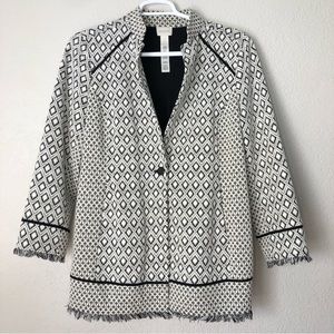 Chico’s Tweed Cringe Hem Single Button Blazer Size 3